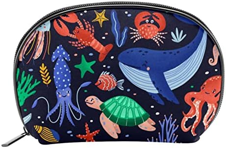 Мала Торба За Шминка, Патент Торбичка Патување Козметички Организатор За Жени и Девојки, Цртан Филм Риба Рак Желка Морска Ѕвезда