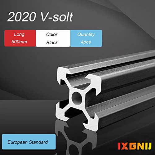 2020 v Слот за алуминиумска екструзија за 3Д делови од печатачот и ЦПУ DIY црна 600ммкс4