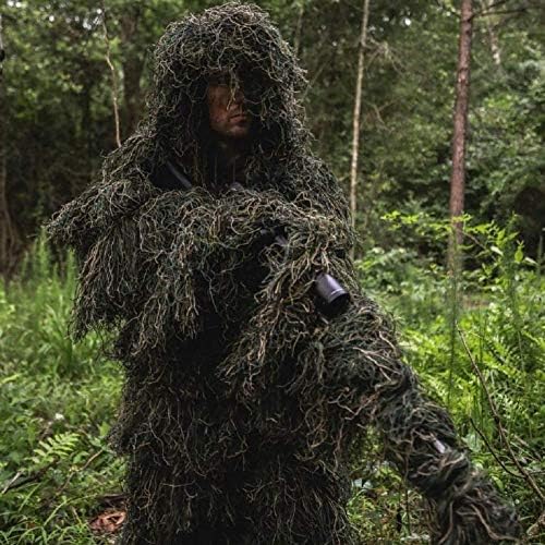 Arcturus Ghost Ghillie Suit & Ponchos for Men | Густ, дво-зашиен дизајн | Супериорна облека за лов на камо за мажи, ловци, воени, снајперски