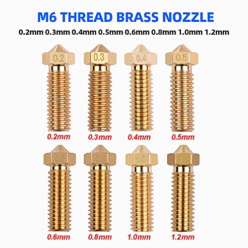 Месинг Вулкан Млазница м6 Нишка 0,2 мм 0,3 мм 0,4 мм 0,5 мм 0,6 мм 0,8 мм 1,0 мм 1,2 Мм Екструдер Печатач Глава Млазница за 1,75 Мм Влакно