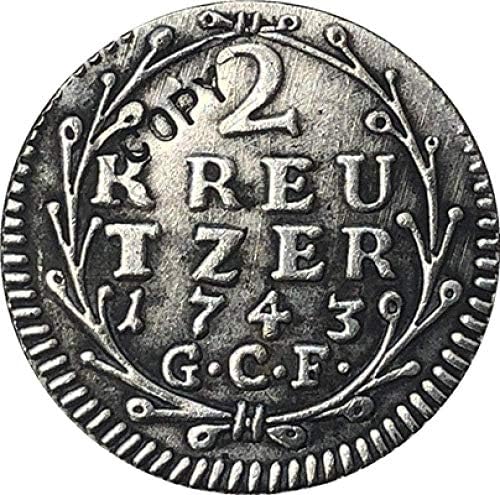 1743 германски 2 Кројцер-ЛУДВИГ VIII Монети Копија 18мм Кописувенир Новина Монета Подарок