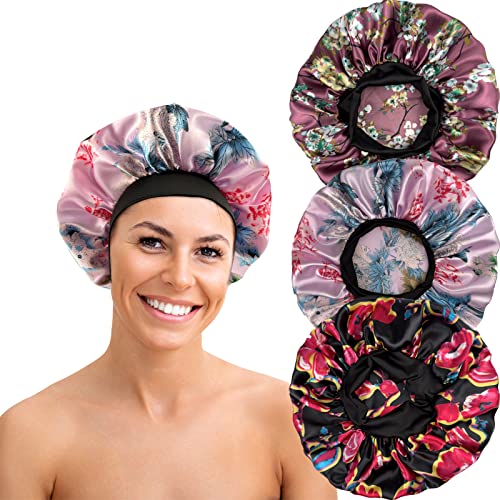 Holly Lifepro 3PCS сатенски хаутки за црни жени девојки, екстра големи шипки за коса на коса со врзани ленти, свила за спиење плетенки,