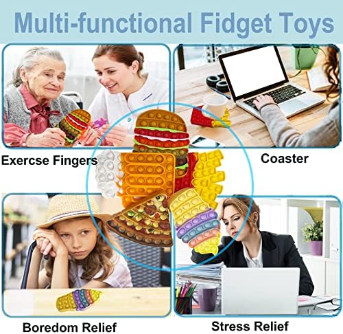 Fidget играчки пакет 5, храна pop it fidget играчки за олеснување на стресот меур попер сензорно притиснете го на играчка за момчиња
