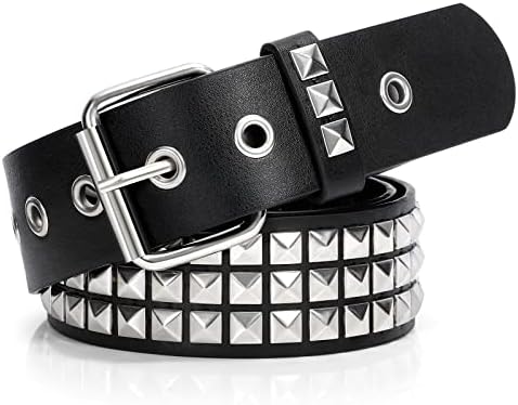 Xzqtive Studeded Belt Metal Punk Rock Rivet Belts за жени/мажи Панк кожен појас Готски додатоци за појас за панталони со фармерки