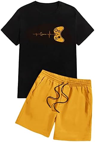 Soly Hux Man's 2 Piect Courts Letter Graphic Print Shorty Relace Tee и Shorts Shorts Shorts Shorts Shorts