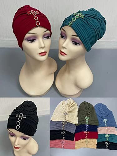 Убава турбан капа Rhinestones стил муслимански капи Femaleенски внатрешни хиџаб капачиња индиска шамија на главата за забава за забава