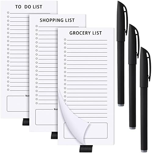 Список на намирници од 3 компјутери Магнетски белешки за фрижидер и 3 пенкала поставени за да се направи магнет подлога за список