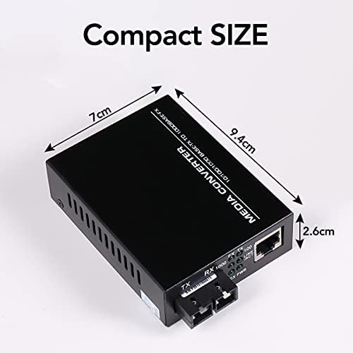 Еден режим двојно SC Fiber Gigabit Брз конвертор на медиуми во Етернет, Mini 1x 10/1 100/1000Base-T RJ45 до 1000Base-SC Конвертор на