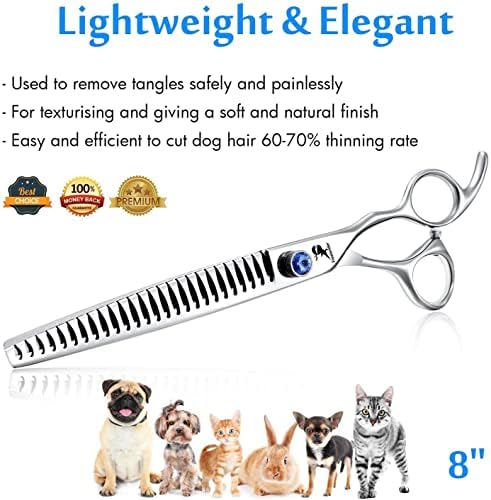 8 Инчен Професионални Миленичиња Коса Чешлање Ножици Чистење Смолкнување &засилувач; Директно Работ Смолкнување &засилувач; Заоблени