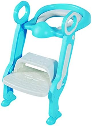 Дете за обука на тоалети и чекор, преклопна скала за столче за лепење со мека перница и стражар за прскање, цврсто лесно собрание, погоден за 1-7 деца, зелена боја