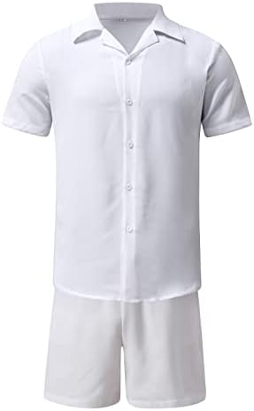 Копче за маички XiLoccer 2 Pieces Set Slim Fit Tracksuit со кратки ракави за кратки ракави надолу од кошула од кошула од шорцеви од кошула