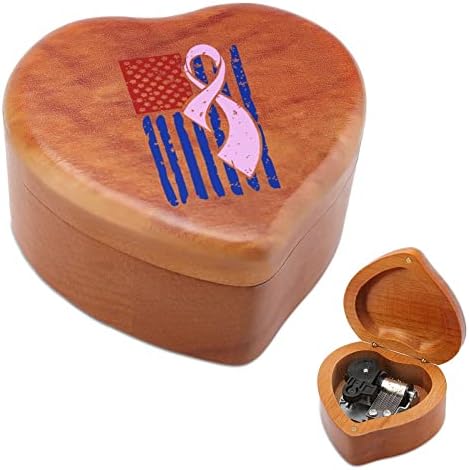 Светска лента за подигнување на американската знаме Дрвена музичка кутија за срцеви кутии музички кутии гроздобер дрвена кутија за подарок