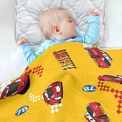 Цртани тркачки тркачки тркачки автомобили за бебиња 30 x 40 во бивол Проверете го знамето карирано дете ќебето за новороденче ќебе ќебе ќебиња