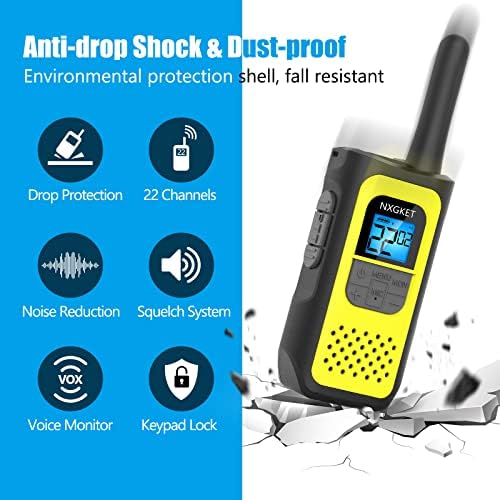 Walkie Talkies, Nxgket Walkie Talkies за возрасни долг дострел 4 пакет, 22 канали двонасочни радија FRS Vox, Walky Talky Rechargelable