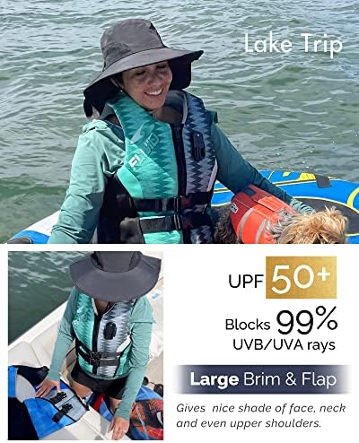 Женски мажи upf 50+ пешачење риболов капа водоотпорна најлон широко облога со големи капаци за заштита на вратот Сонце УВ Заштита за