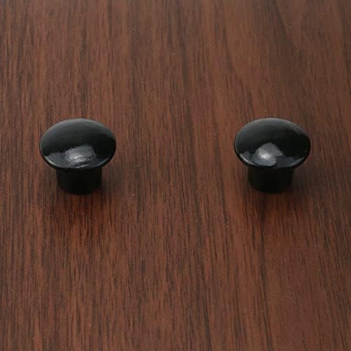 АНТРАДЕР 5 парчиња тркалезни облик на печурки дрвени копчиња за кабинет Повлечете ја рачката за фиоката на вратата од гардероба, висина од 0,9 дијаметар x 0,7, црна
