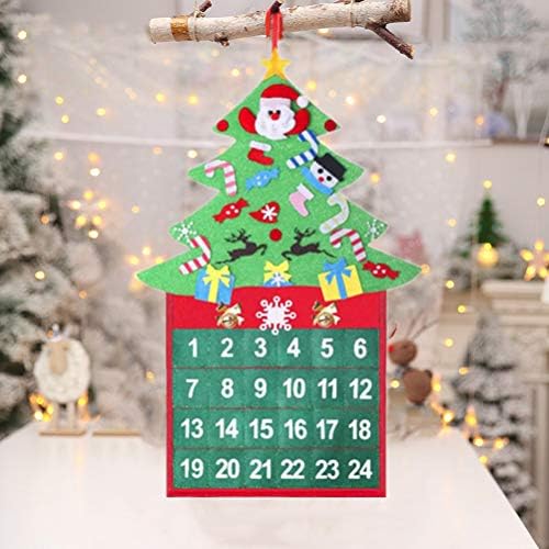 Амосфун 1пц Божиќ 24 Дена Одбројување Календар Божиќна Елка Во Облик На Ѕид Врата Виси Украс Божиќ Материјали