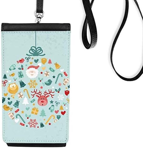 Merry Mas Circle Carting Portreate Portreate Телефон Паричник чанта што виси мобилна торбичка со црн џеб