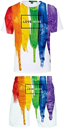 Urvip машки ЛГБТ-летни печатени летни комбинезони облеки поставени врвови и шорцеви