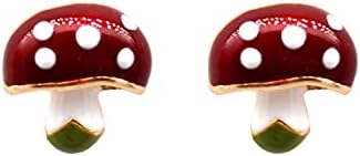 Јункси Печурки Хипоалергични Обетки Со Обетки Емајл Златен Метал Едноставен Нежен Велигденски Накит Подароци За Жени Тинејџерки Деца