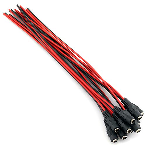 E-Outate 10pcs Femaleенски приклучок DC Power Pigtail Cable Connector, приклучок за адаптер за безбедност на CCTV Security