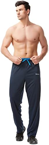 Sacuiman Mens Sweatpants со џебови со патенти отворено дно атлетски панталони за тренинг, трчање, обука, џогирање, салата