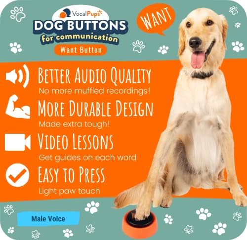 Копчиња за кучиња вокалпупс за комуникација - Копче за копчиња за машки глас - копчиња за разговори за кучиња, копчиња за разговор
