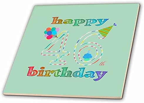 3дроза Среќен 46-ти Роденден, Кекс Со Свеќа, Балони, Капа, Шарени-Плочки