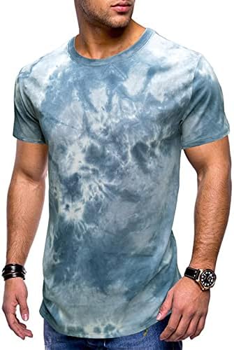 Машка маица со кратки ракави летен круг врат тенок маица вратоврска-писела печатена спортска голф кошули случајни маички врвови блузи