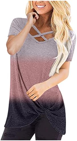 Девојки против вратот на вратот есен лето кратки ракави памучни графички завој лабава вклопена опуштена врвна кошула за жени FW FW
