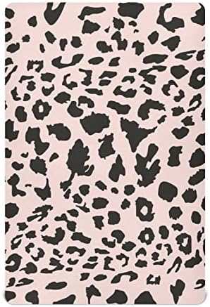 Алаза леопард гепард печати розови чаршафи за креветчиња опремени листови за момчиња за момчиња, дете, стандардна големина 52 x 28 инчи