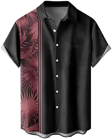 Кошули за куглање на Zddo Mens, 2022 Нови мажи Хавајски кошула со краток ракав Тропско дрво копче надолу опуштени обични врвови на плажа