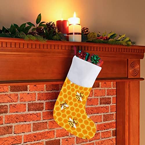 Yellowолти пчели Божиќ виси порибување симпатична санта чорап за украси за украси на дрво украси подароци