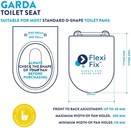 Croydex Flexi-Fix Garda D-форма секогаш се вклопува никогаш не се лизга бавно блиско тоалетно седиште, дрво, бело, 42 x 37,2 x 6 см