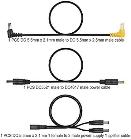 Кабел за адаптер за напојување TalentCell, DC 5.5x2.1mm машки до DC 5.5x2.5 mm машки кабел, DC5521 1 женски до 2 машки напојување Y Сплитер кабел, DC5521 Машки до DC4017 машки кабел за CCTV камера,