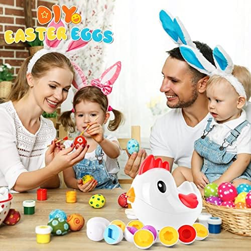 CPSYUB Пилешки Велигденски Јајца Играчки, Велигденски Соодветни Играчки За Мали Деца 1-3, Сортирач На Бои Во Форма На Јајца Со 8