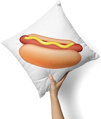 Iirov Hot Dog Emotonon Emoji - Обичен украсен украс за домашен дом или отворено фрлање перница за софа, кревет или перница од кауч