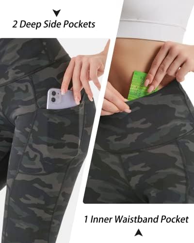 Камбиво јога панталони за жени со високи половини за женски хеланки со џебови, не-проследување и 4 начини на истегнување ткаенина