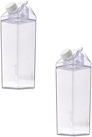 ХЕМОТОН Детско Шише Со Вода 2 Пакувајте Пластична Кутија За Млеко, 1000 мл Чист Пренослив Картон За Млеко Шише Со Вода Квадратно