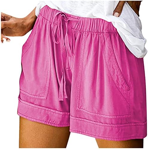 HGCCGDU плус големина Постелнини шорцеви за жени 2023 случајно лето замотано еластично половината со високи половини со панталони