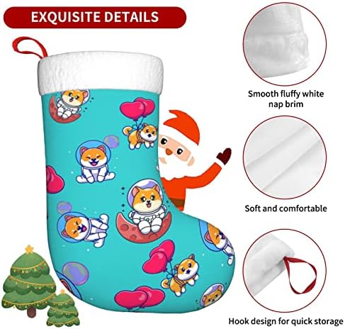 Божиќни чорапи на Аугенстер Симпатична Шиба Ину двострана камин што виси чорапи
