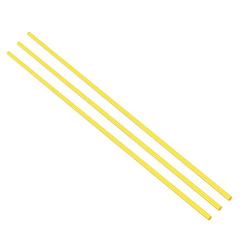 Акрилна тркалезна шипка Uxcell, жолта, должина од 1/4 со дијаметар 18-1/8, цврста пластична PMMA лента за шипка 3 парчиња