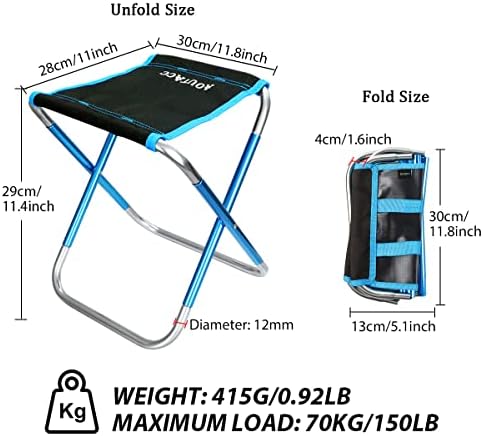 Autacc Ultralight Portable преклопување на кампување столче за риболов на отворено ранец за пешачење со мали столици