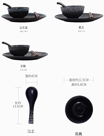 SDFGH јапонски стил керамички чинии и плочи поставени за единечни прибор за јадење прибор за јадење прибор за прибор за домаќинства -Сет