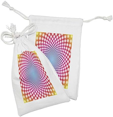 Амбесон Психоделична Ткаенина Торбичка Комплет од 2, Модел Со Точки Во Современ Стил Со Дизајн На Оптичка Илузија Со Омбре