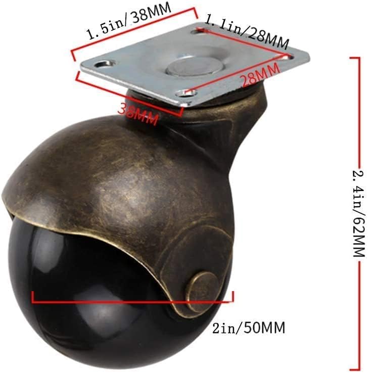Мебел Тркалце 4 парчиња Ретро Универзални Тркала Тркала Вртливи 2 инчи Сферични Најлонски Тркала Макара Ролери Троседот Тркала Замена Тркала За