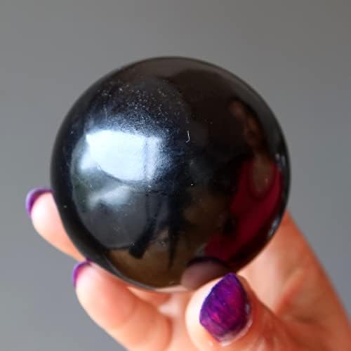 Сатенски кристали млаз сфера црна заштита од камена кристална топка 1,75-2,0 инчи