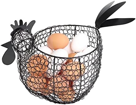 Рурални365 Црна Метална Корпа За Пилешко Јајце-Корпа За Јајца За Собирање Свежи Јајца - Рустикален Декор Држач За Јајца За Пилешка Корпа