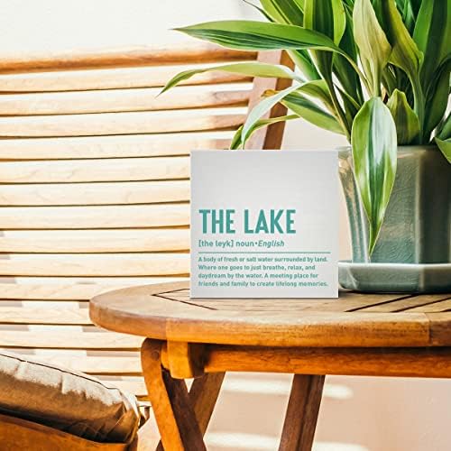Фарма Езеро Дрвена Кутија Знак, Дефиниција На Езерото, Летен Езерски Декор За Домашна Спална Соба Бања, Инспиративна Езерска Куќа Океанска