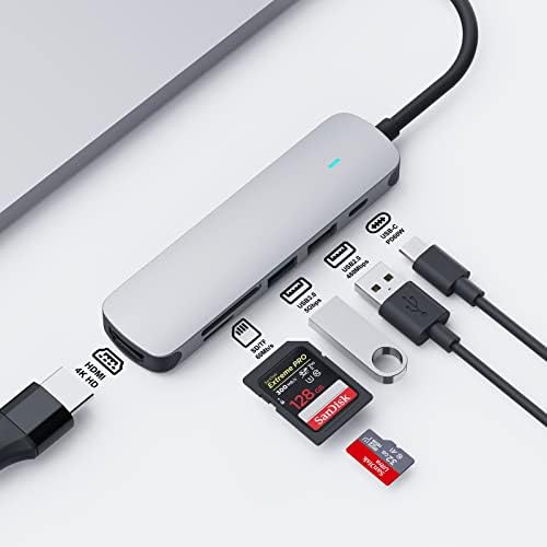 SIKAI USB C Центар, 6-во-1 USB C ДО USB Адаптер, 4k HDMI Адаптер Multiport Dongle, USB 3.0 / USB 2.0 Порти, Sd/TF Картичка Читач,